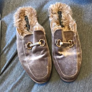 Furry Mauve Mules